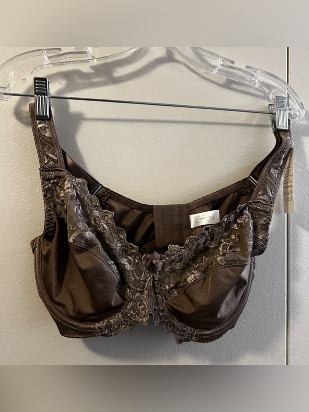 Telimusst Brown Lace Underwire Bra with Embroidered Detail (S 42B) NWT